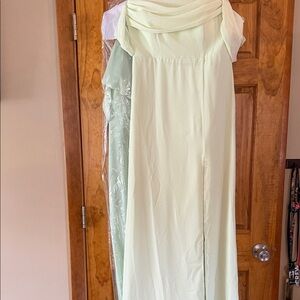 Birdy Grey Pale Mint Green Off-Shoulder Bridesmaid Dress